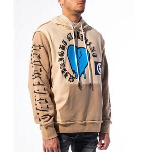 Gala Original DesolateHoodie beige blue heart graphic, Moonrock Sz L, sold out